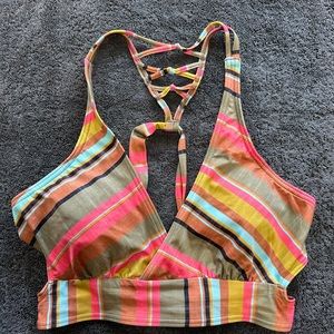 Prana Swim multicolored/ striped bikini top, Sz large/ 12, NWOT.